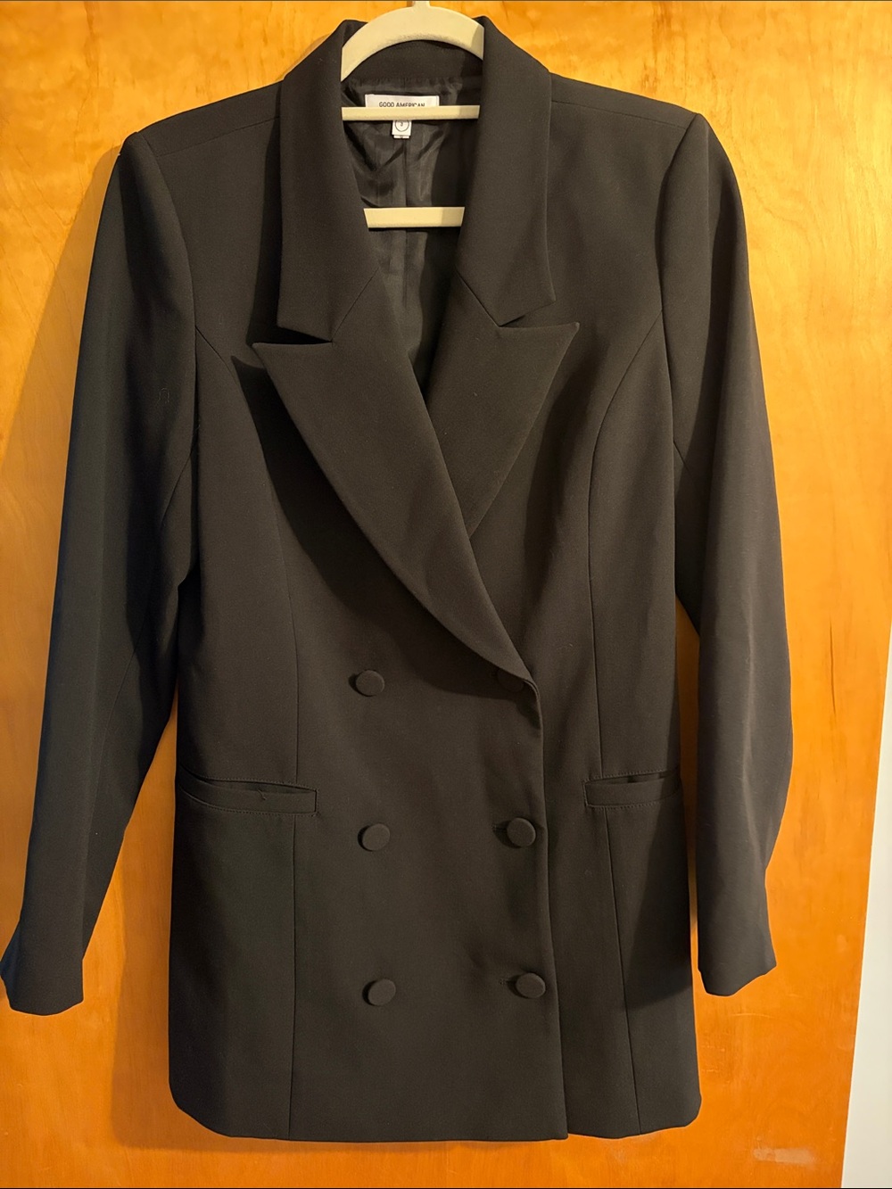 Good American Black Double-Breasted Women's Blazer